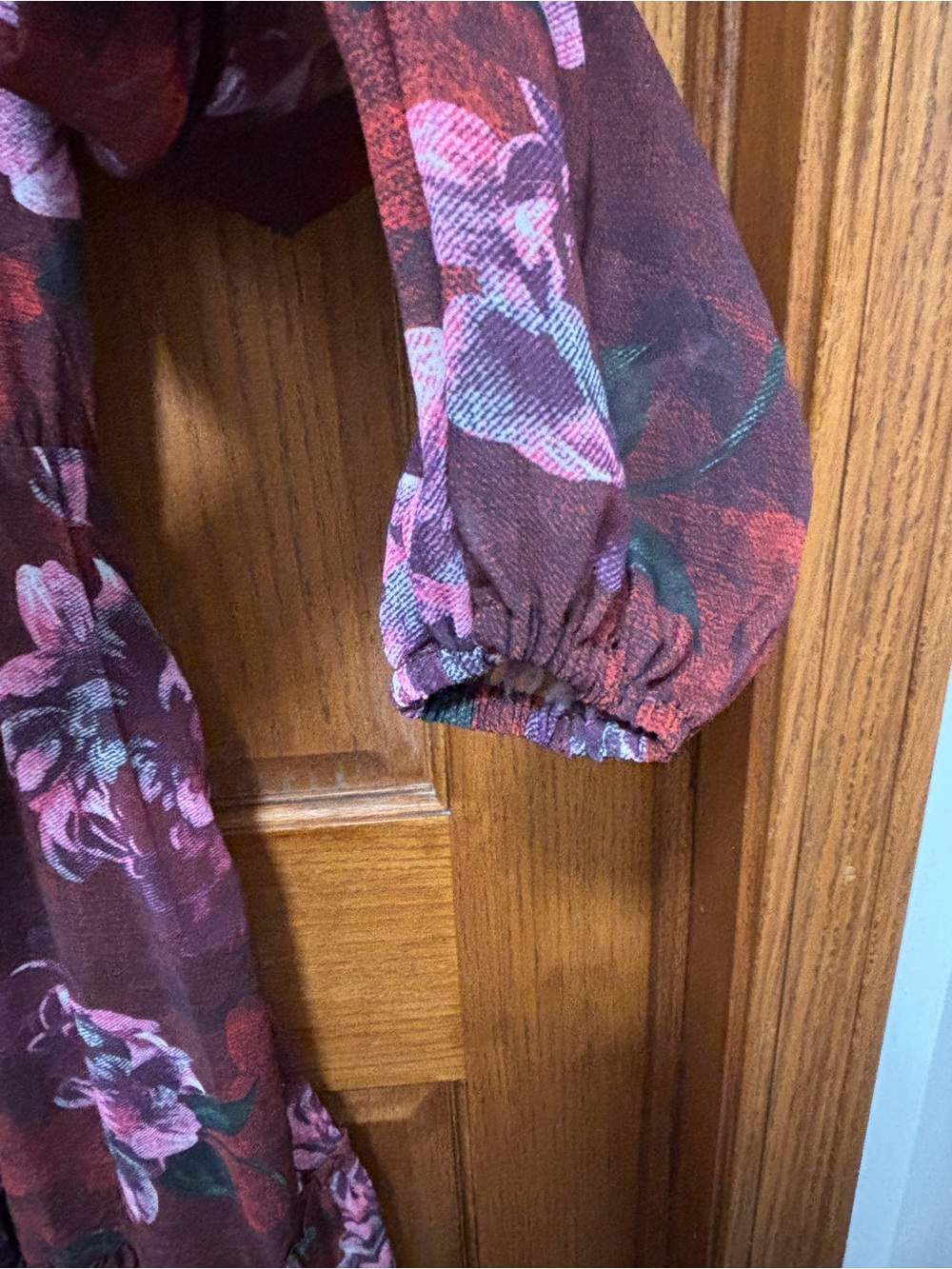 Lost + Wander Burgundy Floral Tiered Maxi Dress. Sz S. NWT - Picture 5 of 12